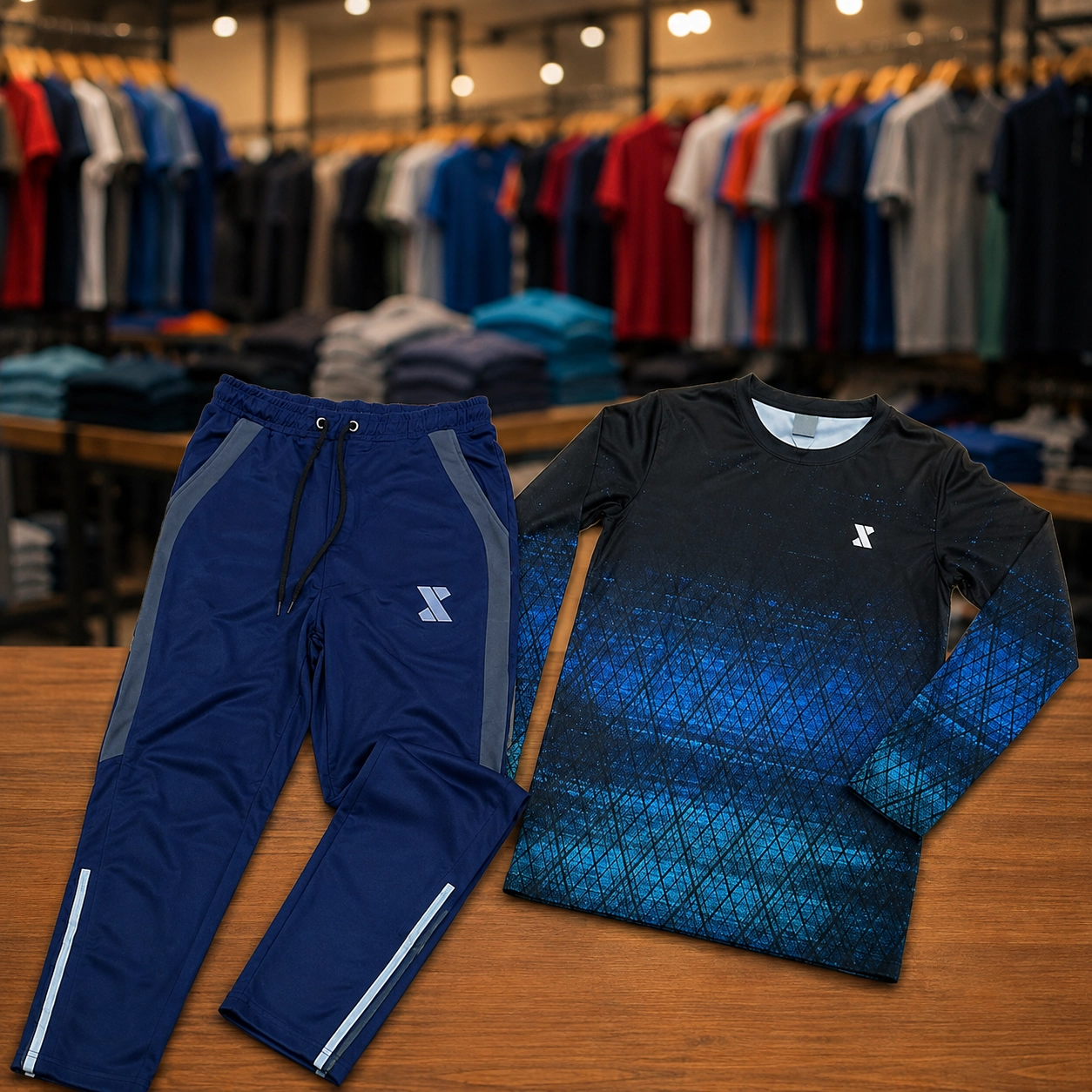 Combo Offer 3 Full Sleeve T-Shirt and Trousers - Combo Set - Blue Color - Image 1