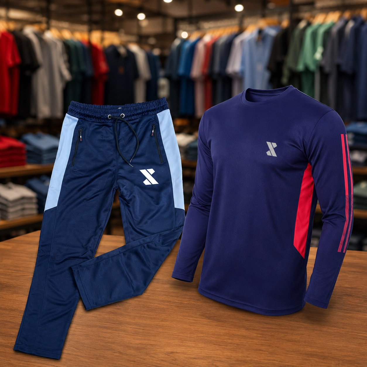 Combo Offer 4 Full Sleeve T-Shirt and Trousers - Combo Set - Navy Blue - Image 1