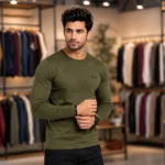 Mens Premium Cotton Solid T-shirt - Full Sleeve Grayish Yellow